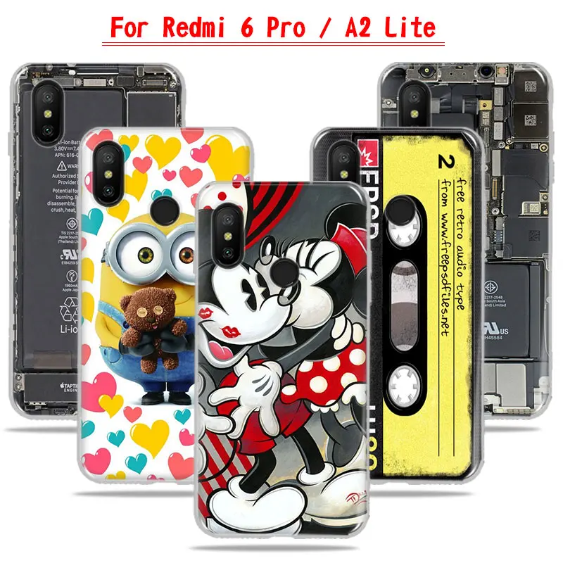 

Soft TPU Case For Xiaomi Redmi 6 Pro Back Cover Cute Minions Mickey Mouse Painting Case For Xiaomi Mi A2 A2 Lite A2Lite Cover