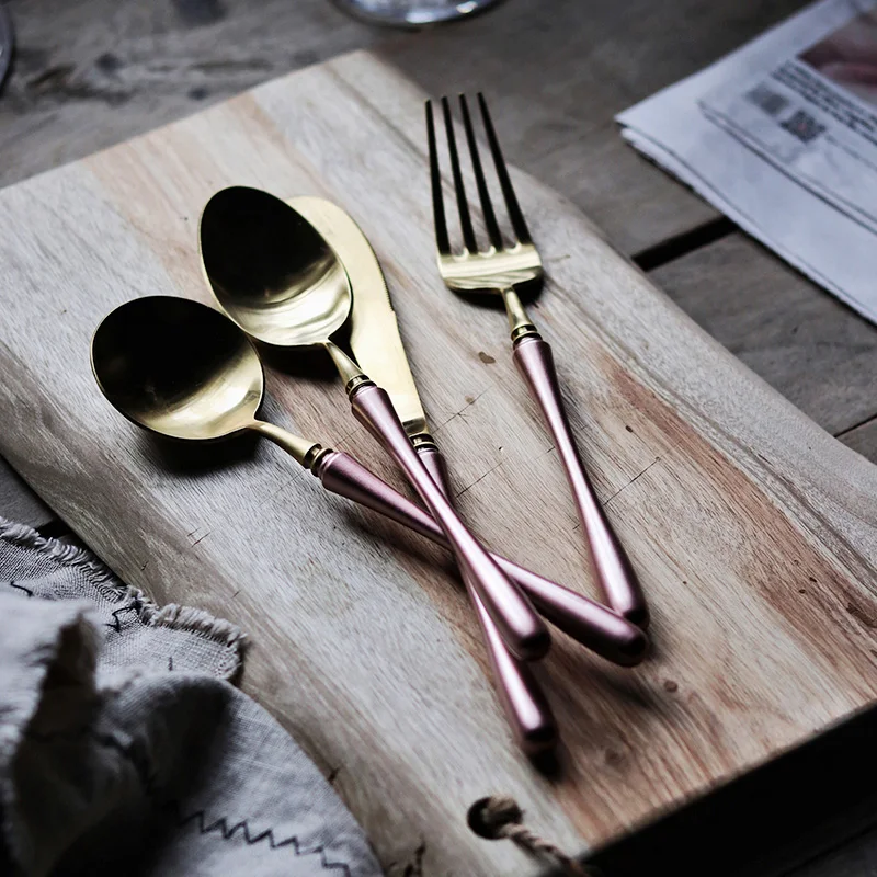 Japanese Style Metal Knife Fork Spoon Household Steak Cutlery Set Fork