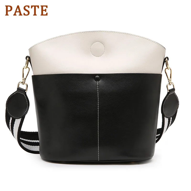 

PASTE Brand Designer Women's Luxury Handbags Ladies Genuine Leather Bags Panelled High Quality Shoulder Totes Bucket Bag Bolsa