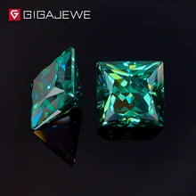GIGAJEWE темно-зеленый цвет принцесса огранка 5,5 мм 1-1.5ct необычный Прозрачный камень Муассанит для свадьбы обручальное кольцо набор