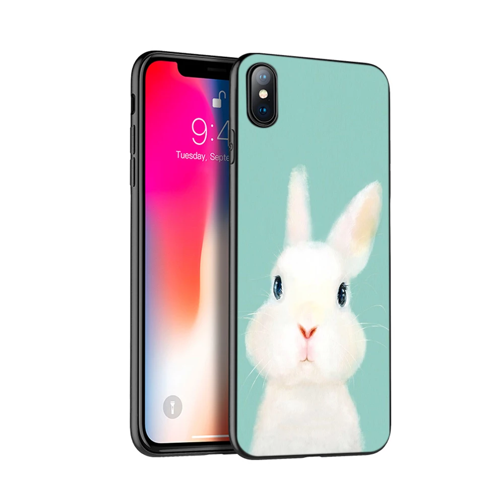 Черный чехол из ТПУ для iphone 5 5s SE 2020 6 6s 7 8 plus x 10 силиконовый XR XS 11 pro Max кролик мышь