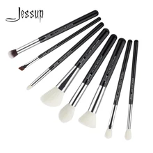 Jessup кисти, 8 шт., черные/серебряные Профессиональные кисти для макияжа, набор кистей для макияжа, набор инструментов, Тональная основа, Stippling T178