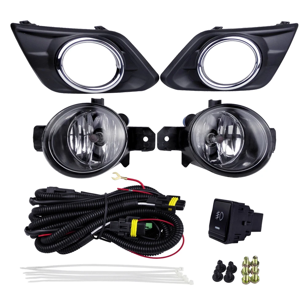 

For NISSAN ROGUE X-TRAIL 2014 Fog Light Assembly Car Lights ABS Plastic 4300K Yellow 12V 55W Halogen Lamp Accessories Plating