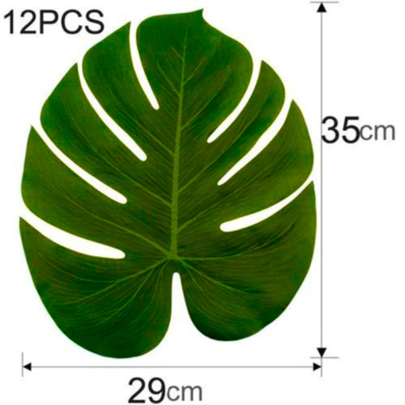 

12Pc Green Artificial Tropical Palm Leaves Luau Party Table Decor Backgrounds UK