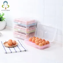 1Pcs Kitchen 15 Cells Egg Box Refrigerator Storage Box Portable Anti-collision Egg Storage Box Plastic Egg Box LXX