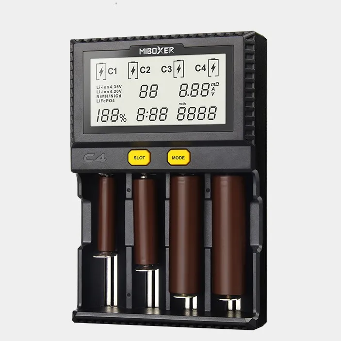 Оригинальное зарядное устройство Miboxer C4 lcd для литий-ионных/LiFePO4/Ni-MH/Ni-Cd 18650 14500 26650AAA4. 2 3,7 1,2 1,5 В Функция разрядки