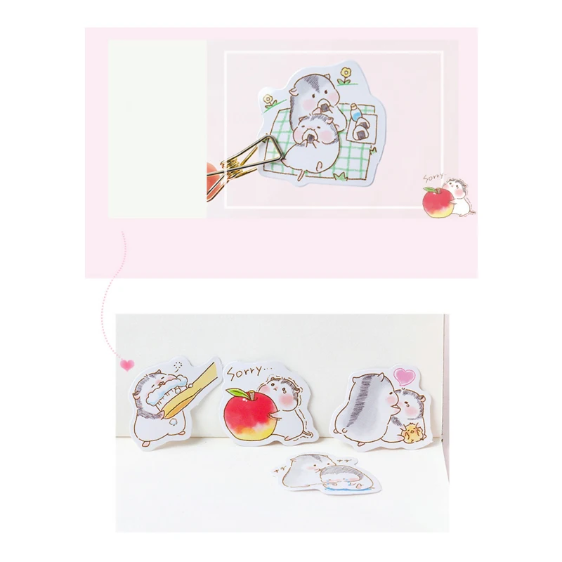 45 шт./лот милый розовый хомяк сладкая любовь мультфильм наклейки клей DIY декоративный дневник/альбом этикетки для скрапбукинга для детей