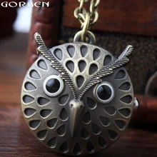 Новые часы Gorben модные маленькие дизайнерские кварцевые карманные часы с изображением совы женские и мужские кварцевые часы мини размера ожерелье с длинной цепочкой подвеска