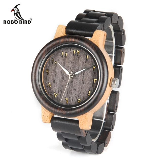 BOBO BIRD V-N14/N15 Lovers Nature Ebony Wood and Bamboo Quartz Watches Top Brand BOBO BIRD V-N14/N15 Lovers Nature Ebony Wood and Bamboo Quartz Watches Top Brand