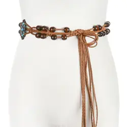 Новый Винтажный богемный стиль ремни для женщин трикотажные с кисточкой бантом пряжка платье BL305