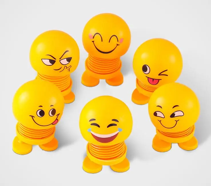 

Car Ornaments Spring Shaking Head Doll Expression Emoji Automobiles Decor Toys Cute Auto Interior Car Decoration Accessories