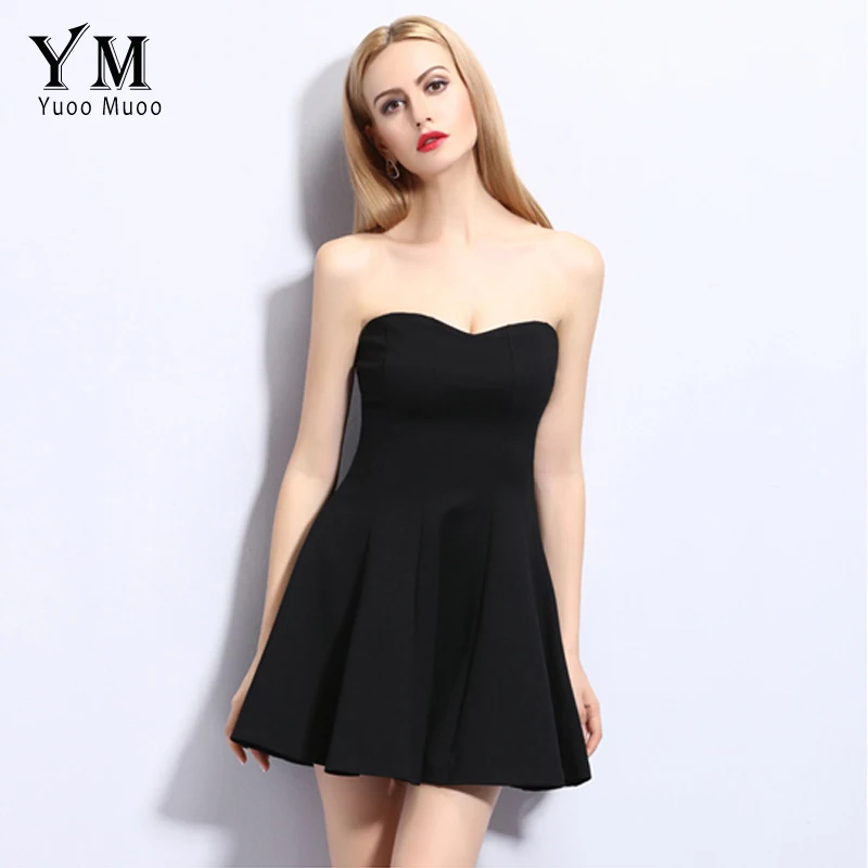 Женское мини платье без бретелек YuooMuoo летнее ТРАПЕЦИЕВИДНОЕ ПЛАТЬЕ выше колена с