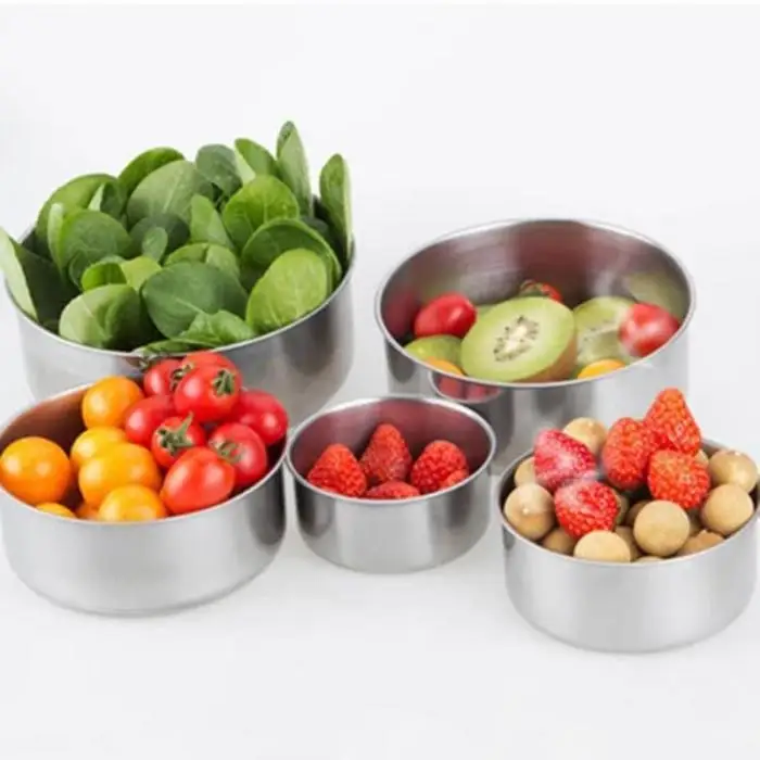 5 Pcs BPA Free Нержавеющая сталь Еда хранения миска с крышкой кухонные принадлежности MU
