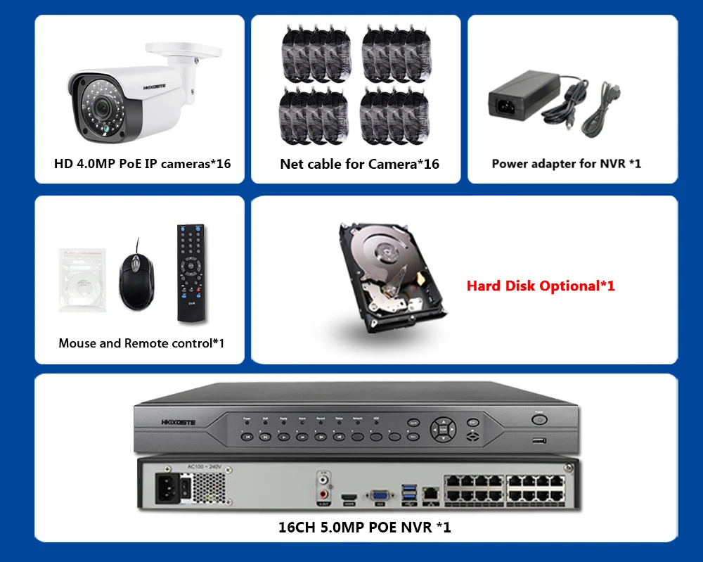 H.265 8CH 4 K 16CH 5MP система видеонаблюдения POE NVR комплект 16 наружная Водонепроницаемая 5.0MP ip-камера безопасности P2P комплект системы