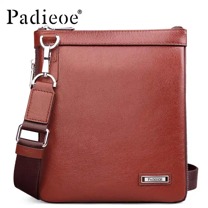

Padieoe 2017 Top Quality Genuine Leather Men Shoulder Bags Casual Cow Leather Men's Crossbody Bags Luxury Brand Messenger Bags