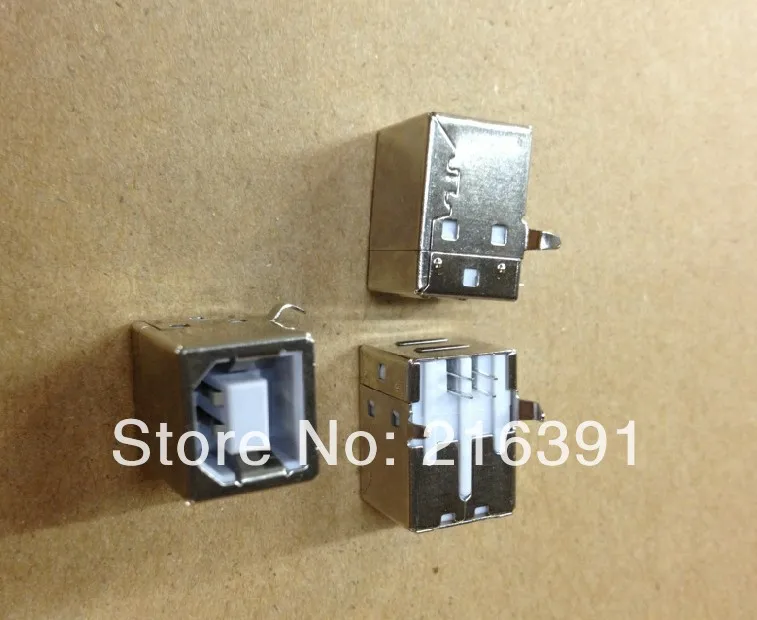 

50pcs/Lot USB-B usb female Jack/Plug connector 90 degrees square for printer interface socket