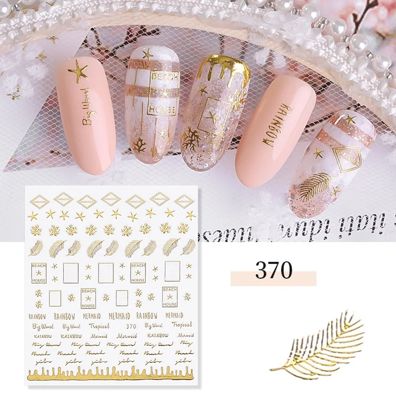 3D стикер для ногтей, наклейка Звезда Луна, лазер, Золотой Серебряный ноготь, художественная наклейка, металлическая полоса, много размеров, украшения для ногтей, маникюр - Цвет: F610-370