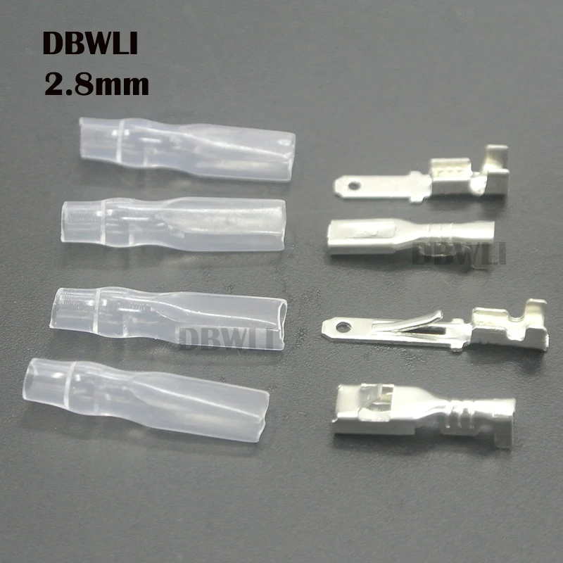 200pcs 2.8mm Uninsulated Spade Crimp Connector Terminal Block 50pcs