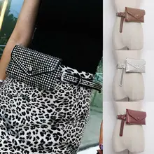 Поясная Сумка из искусственной кожи в стиле панк с заклепками и цепочками, регулируемый пояс, сумка для женщин, дорожный кошелек с заклепками и пряжкой, модный кошелек для карт