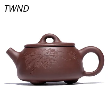 

150CC Yixing ndressed ore purple clay big mouth teapot kung fu kettle drinkware gift box suit black tea tieguanyin