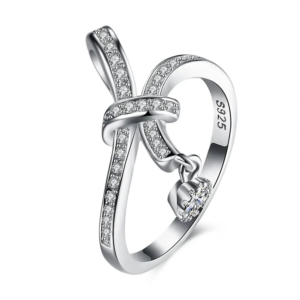 Trendy Fashion 925 Sterling Silver Modern Bowknot Wedding Rings for