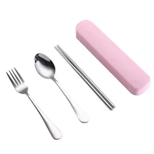 3 шт., портативная вилка, ложка из нержавеющей стали, кофейная ложка, удобная для путешествий, для студентов, посуда, Cizinha Lote Sendok Garpu, набор, розовый