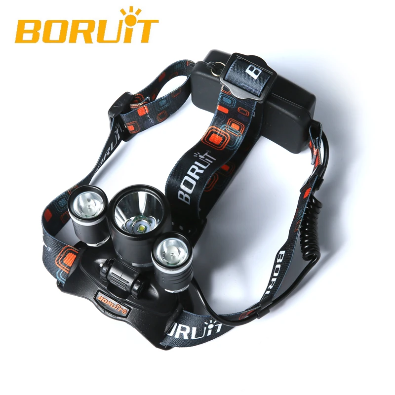 Boruit 5000Lm 3X xm-l T6 + 2R5 светодиодный Stirnlampe 2x18650 kopf licht USB ЕС ladegerät