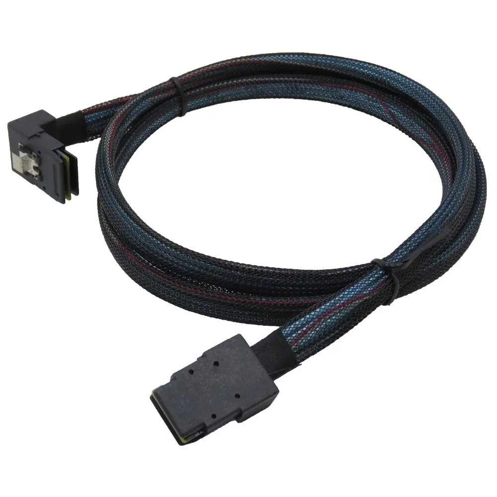 

90 Degree Mini Sas 36P SFF-8087 to SFF8087 Mini SAS 36 Pin to Mini SAS 36P 6G / S Black braid blue core Data Cable 1m