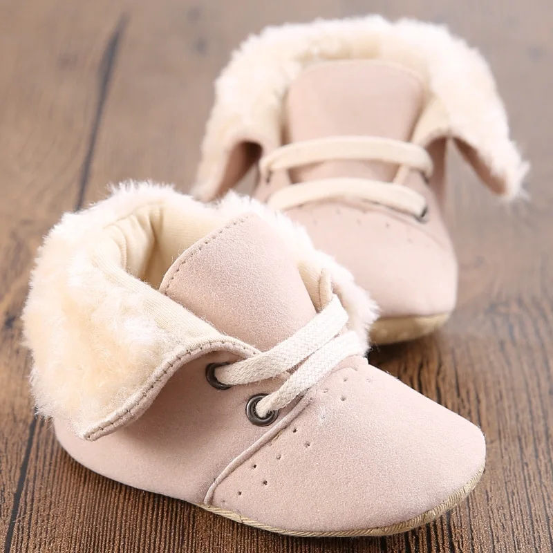 Winter Brand Khaki Newborn Baby Infant Girl Warm Leather Snow Boots