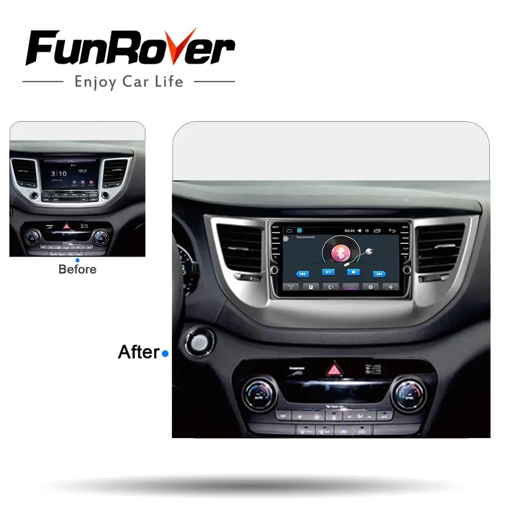 Excellent Funrover 2 din Car dvd Multimedia player Android 8.0 for Hyundai Tucson IX35 2016 2017 car radio gps navigation stereo IPS 2GRAM 1