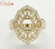 Cushion 6x6mm SOLID 14ct Yellow GOLD Natural DIAMOND ENGAGEMENT SEMI MOUNT RING
