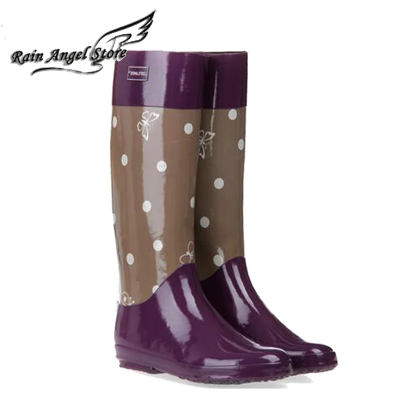 

2015 Hot Selling Printed High Boots For Woman Rain Day Rubber Rainboots Elegant Water Shoes Women Rain Boots Warm