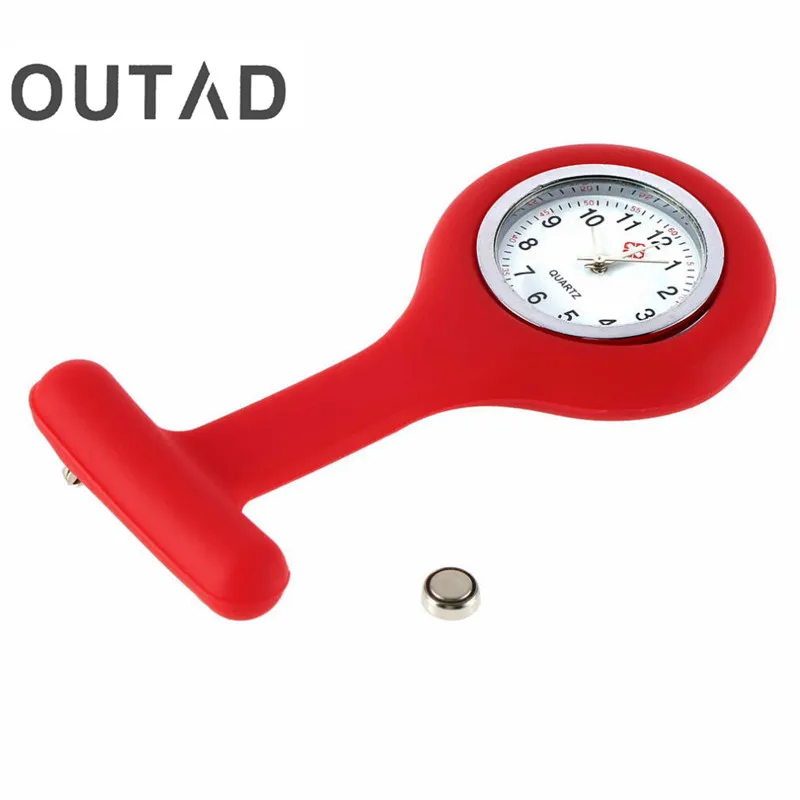 

OUTAD Mini Portable Silicone Men Women Unisex Watch Doctor Nurses Pocket Fob Watches Multiple Colors Brooch Pin Pendant 4 Color