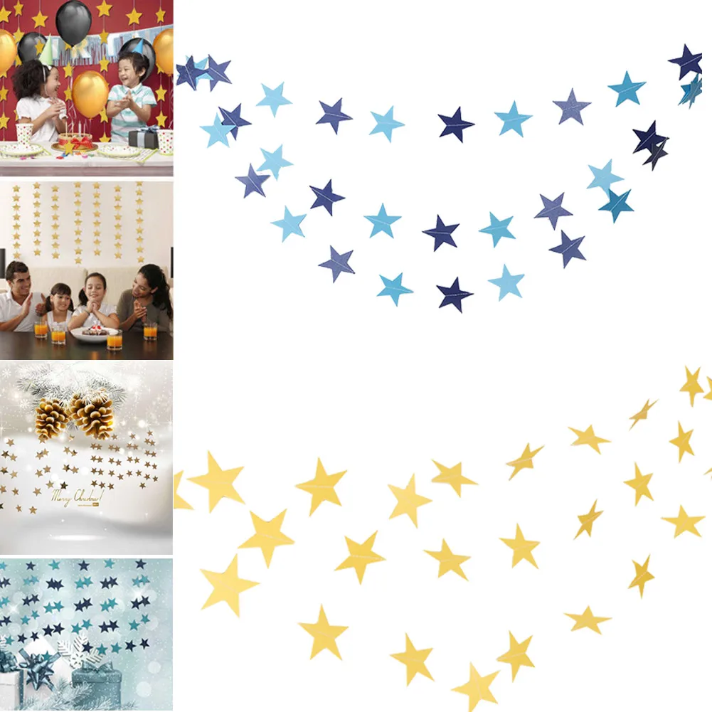 

Hanging Paper Star String Pentagram Bunting Banner Decoration For Birthday Wedding Party Store