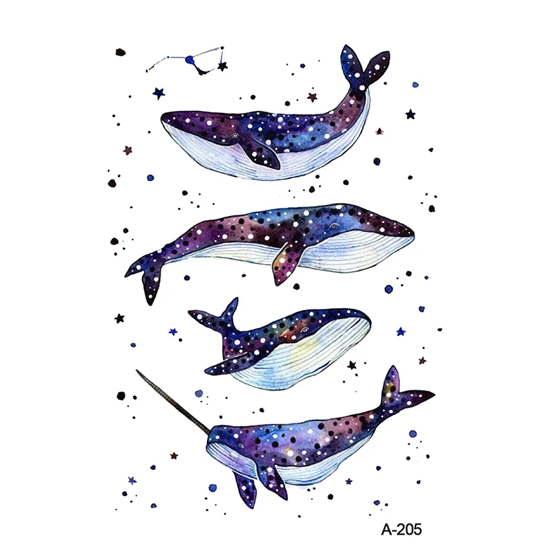 

Wyuen New Design Starry Sky Whale Animal Fake Tattoo Temporary Arm Tatoo Stickers Body Art for Men Women Tattoos A-205