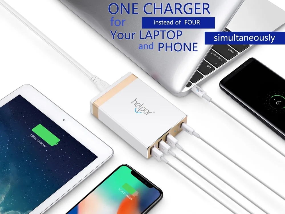 USB-C Тип-C PD3.0 QC4+ Зарядное устройство 87W 4-Порты дорожная смарт-Настольный Зарядное устройство для ноутбука и мобильного телефона, подходит для 45w 61w 65 Вт и выше