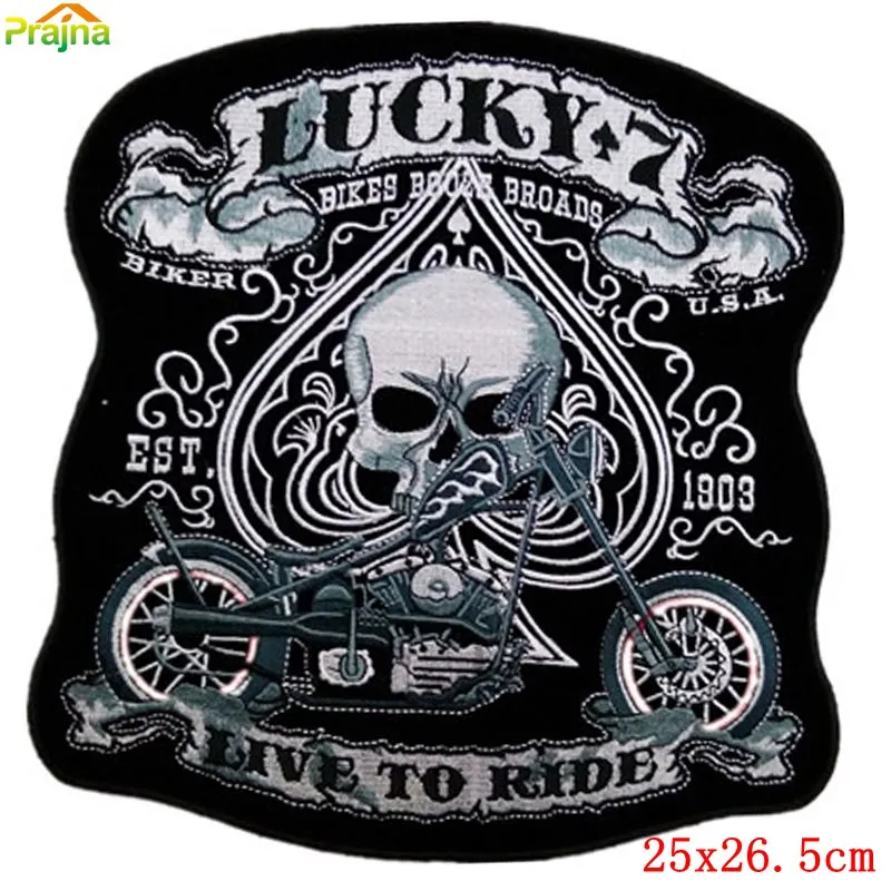 

16 Design Punk Skull Patch Biker Rock Cheap Large Embroidered Motorcycle Band Patches For Clothing Jacket Big Dragon Back Patch