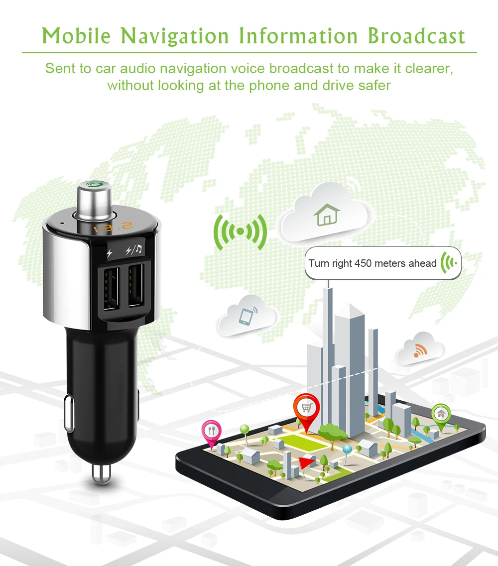 Fm-передатчик Bluetooth автомобильный двойной USB 3.4A трансмиссор Handsfree модулятор Transmetteur комплект радио MP3 мини автомобильное зарядное устройство