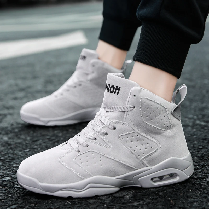 

High-top basketball shoes, PU air cushion bottom, pig baggage, men's tide shoes