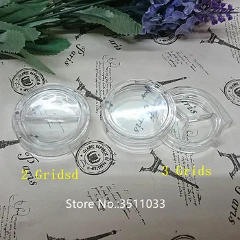 

50pcs Empty Small Round Manicure Box Side Openning Manicure Case Nail Beauty Container Eyeshadow Powder Compact Case Transparent