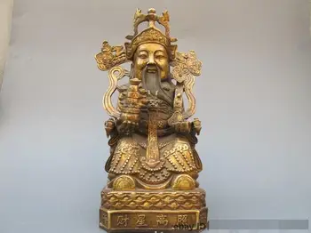 

China Folk Classical bronze Dragon Good lucky God of Wealth Buddha Statue