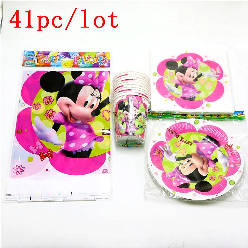 

Party Set 41PCS Minnie Mouse Cartoon theme party Tableware Paper Plate Napkins For Kid Birthday Party Supplies Decoration