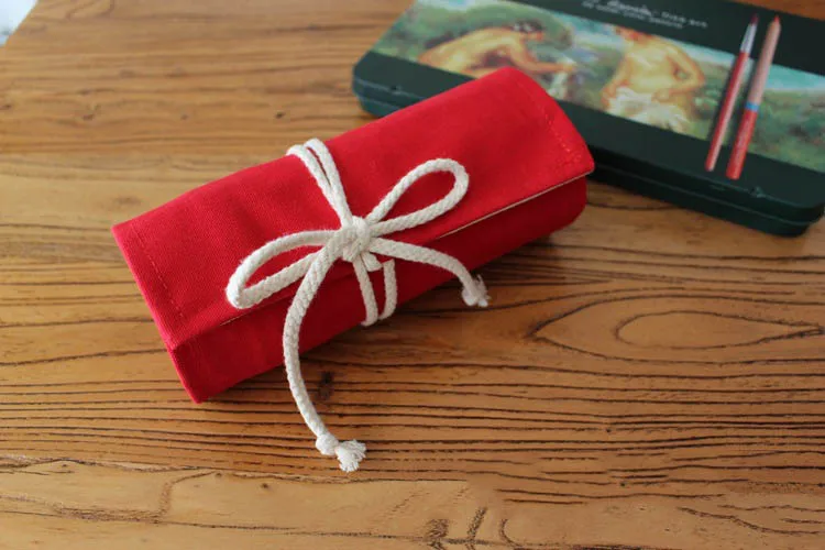 Emoshire Cloth light curtain cotton canvas handmade cloth pencil pencil bag large capacity pen secret garden (9)