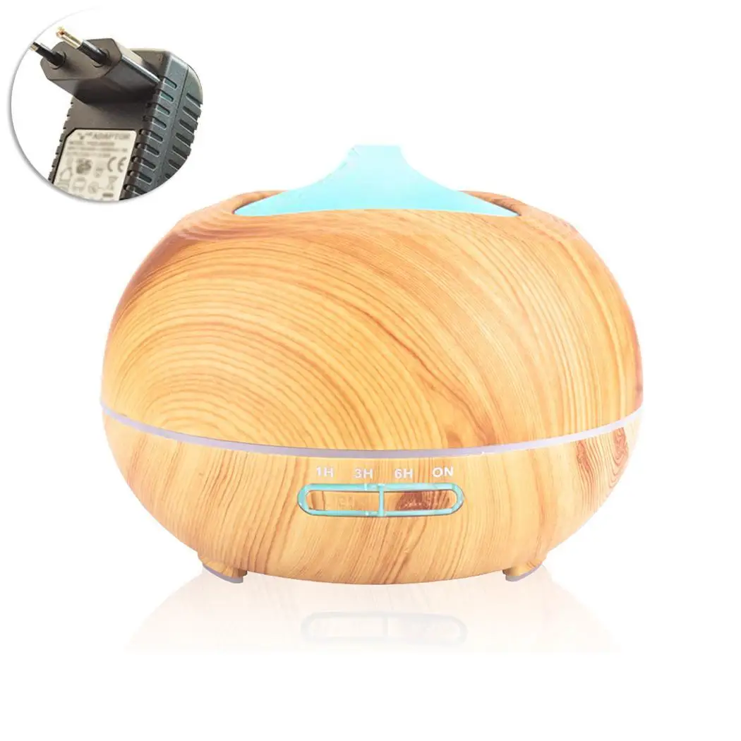 

400ml Ultrasonic Air Humidifier Aroma Essential Oil Diffuser Timing Humidifier Mist Fogger Maker LED Light Wood Grain Home