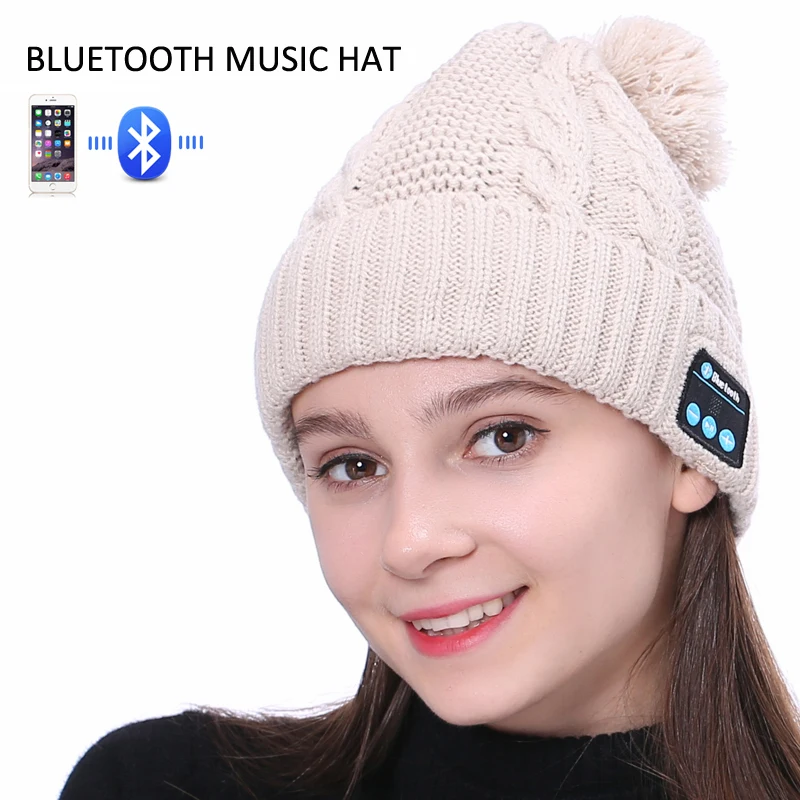 Беспроводной Bluetooth Шапка-бини телефоны Bluetooth наушники гарнитура Динамик MIC Зимний спорт стерео музыка hat