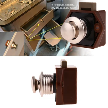 

2018 Mini Push Lock Knob RV Lock Caravan Boat Motor Home Cupboard Push Latch handle Button Type Ship Gold Chrome Brown
