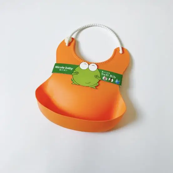Силиконовые нагрудники для ребенка, водонепроницаемые нагрудники для обеда для мальчиков и девочек, детский слюнявчик, полотенце, Мультяшные водонепроницаемые фартуки - Цвет: orange