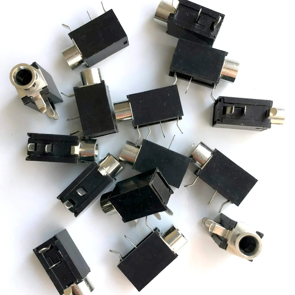 200PCS 1 8 3 5mm Stereo Jack Headphones Socket With nut PCB Panel Mount Chassis