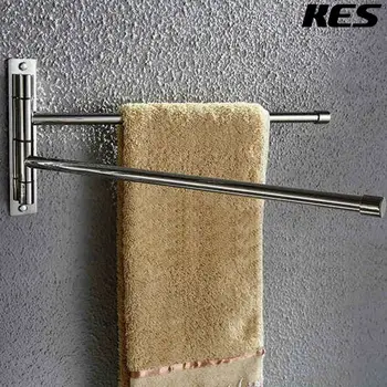 

KES Bathroom Swing Arm Towel Bars 2-Arm Wall Mount Swing Out Towel Shelf, Chrome/Brushed SUS304 Stainless Steel, A2102S2/-2