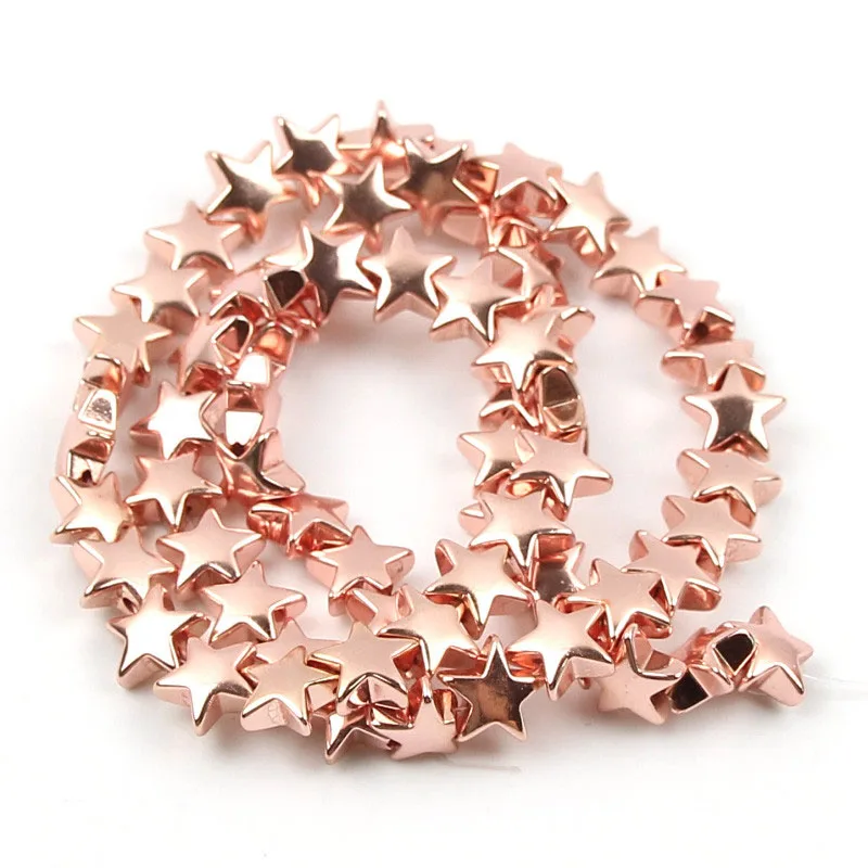 

8mm 65pcs/Strand Gold Silver oose Spacer Beads Natural Hematite Beads LBlack Stone Pentagram Star Beads Natural Stone Jewelry